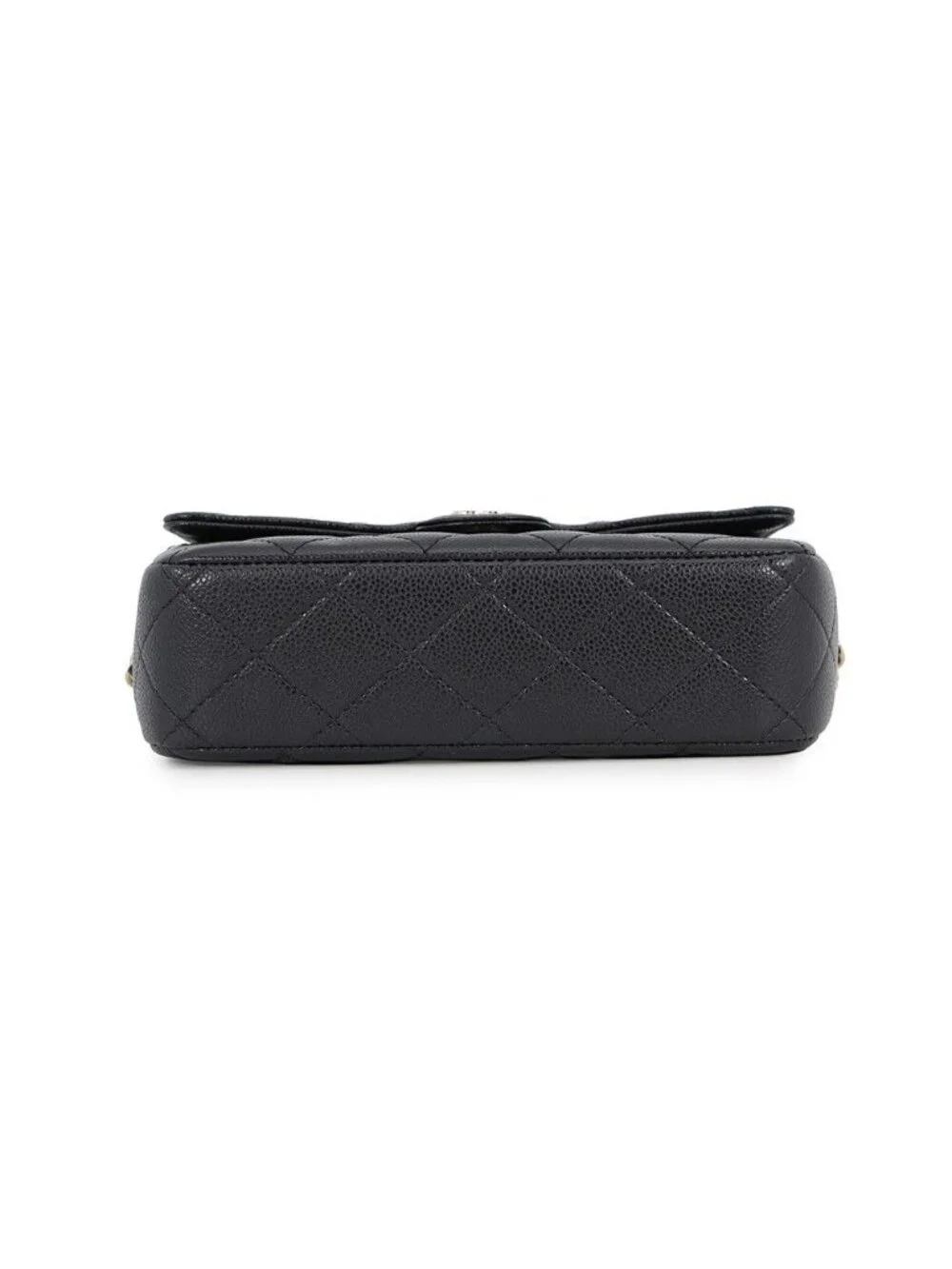 Chanel Chain Shoulder Bag Quilted CC Logo Classic Clutch Caviar Leather Black